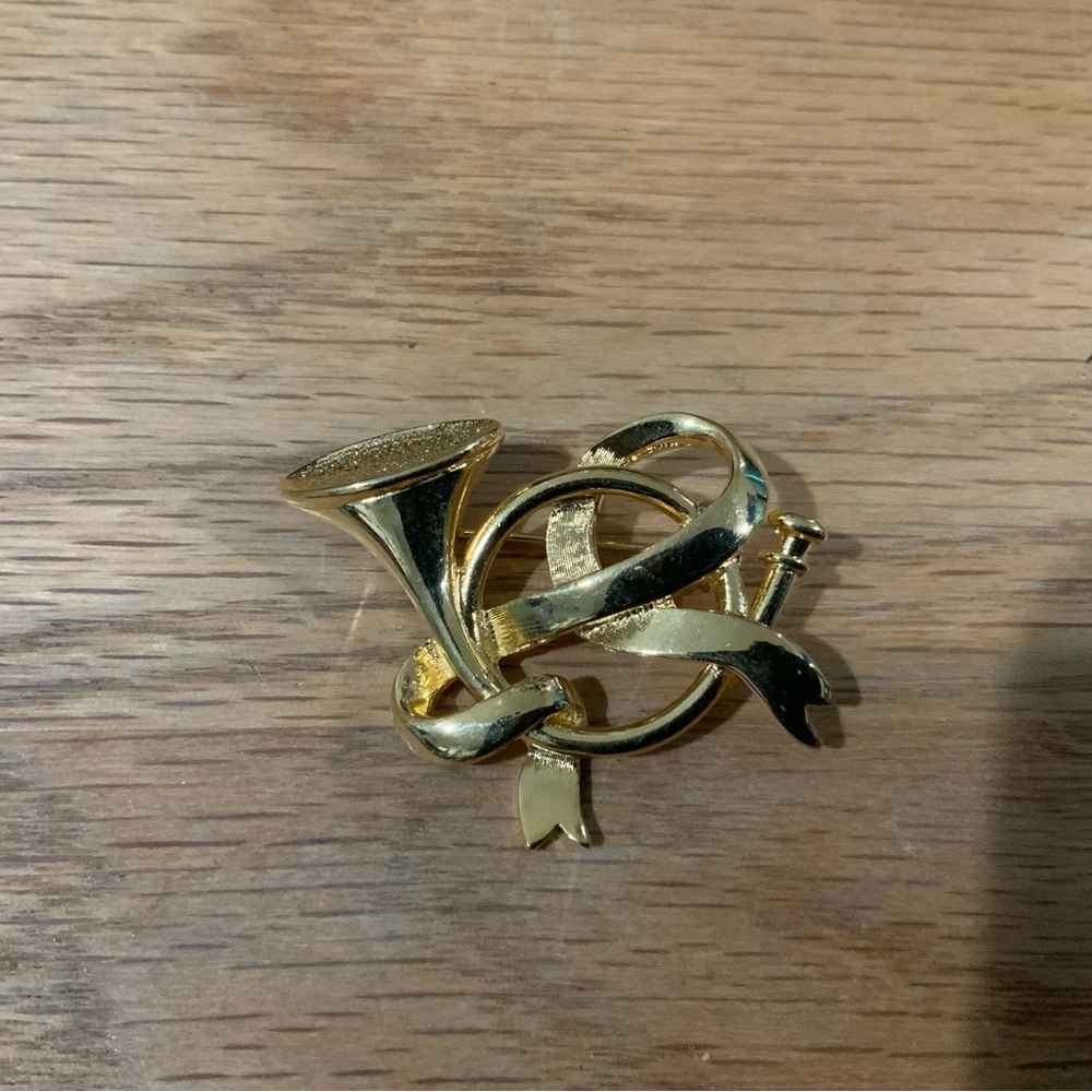 Gold Hammer Sickle Star Brooch